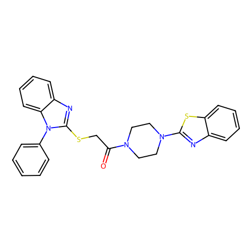 1-(4-benzothiazol-2-ylpiperazin-1-yl)-2-(1-phenylbenzoimidazol-2-yl)sulfanyl-ethanone structure