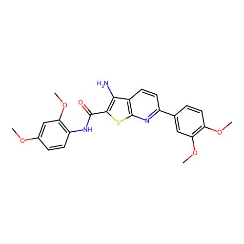 3-amino-N-(2,4-dimethoxyphenyl)-6-(3,4-dimethoxyphenyl)thieno[2,3-b]pyridine-2-carboxamide structure
