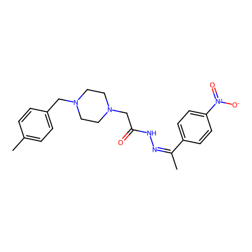 (Z)-2-(4-(4-methylbenzyl)piperazin-1-yl)-N'-(1-(4-nitrophenyl)ethylidene)acetohydrazide structure