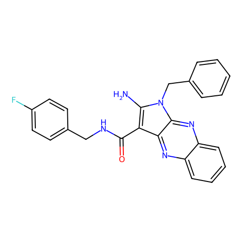 2-amino-1-benzyl-N-(4-fluorobenzyl)-1H-pyrrolo[2,3-b]quinoxaline-3-carboxamide structure