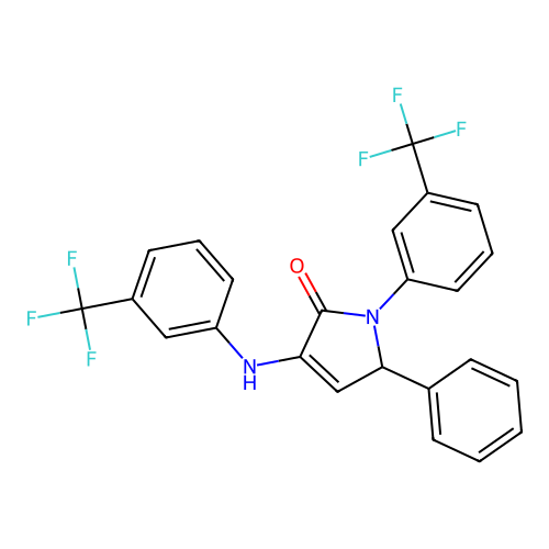 2-phenyl-4-[3-(trifluoromethyl)anilino]-1-[3-(trifluoromethyl)phenyl]-2H-pyrrol-5-one structure