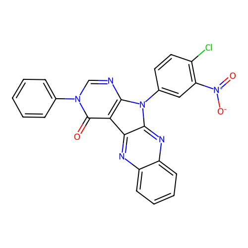 11-(4-chloro-3-nitrophenyl)-3-phenyl-3,11-dihydro-4H-pyrimido[5',4':4,5]pyrrolo[2,3-b]quinoxalin-4-one structure