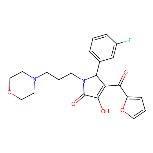 2-(3-fluorophenyl)-3-(furan-2-carbonyl)-4-hydroxy-1-(3-morpholin-4-ylpropyl)-2H-pyrrol-5-one structure