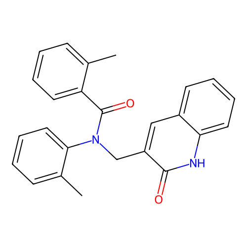 2-methyl-N-(2-methylphenyl)-N-[(2-oxo-1H-quinolin-3-yl)methyl]benzamide structure