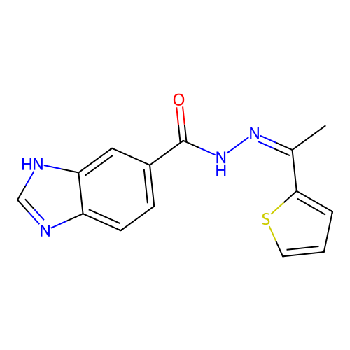 N'-[(1Z)-1-(thiophen-2-yl)ethylidene]-1H-benzimidazole-6-carbohydrazide structure