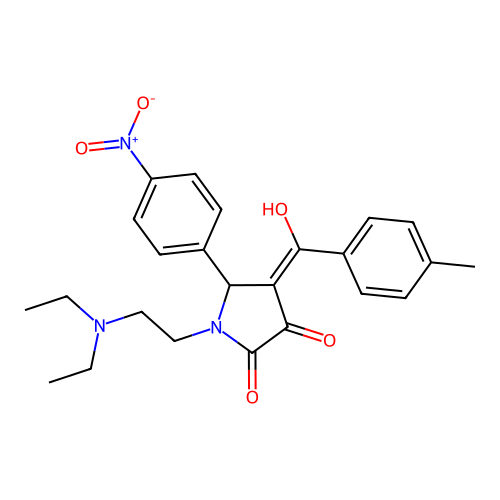 (4E)-1-(2-diethylaminoethyl)-4-[hydroxy-(4-methylphenyl)methylidene]-5-(4-nitrophenyl)pyrrolidine-2,3-dione structure
