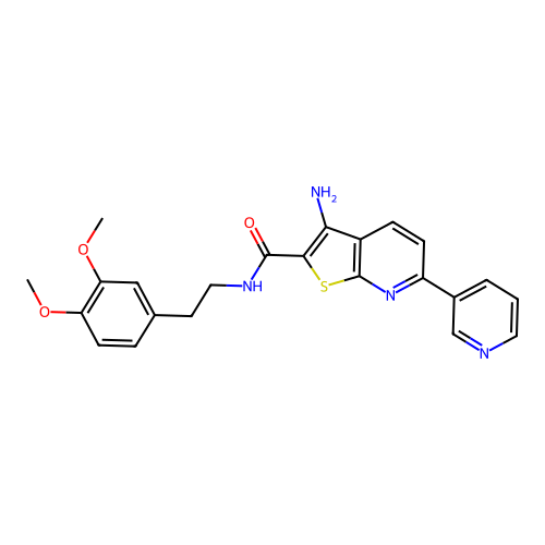 3-amino-N-[2-(3,4-dimethoxyphenyl)ethyl]-6-(pyridin-3-yl)thieno[2,3-b]pyridine-2-carboxamide structure