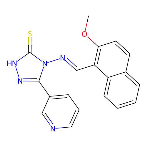 4-[(E)-(2-methoxynaphthalen-1-yl)methylideneamino]-3-pyridin-3-yl-1H-1,2,4-triazole-5-thione structure