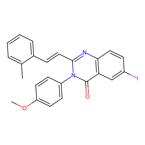6-iodo-3-(4-methoxyphenyl)-2-[(E)-2-(2-methylphenyl)ethenyl]quinazolin-4(3H)-one structure