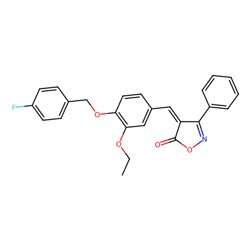 (4Z)-4-{3-ethoxy-4-[(4-fluorobenzyl)oxy]benzylidene}-3-phenyl-1,2-oxazol-5(4H)-one structure