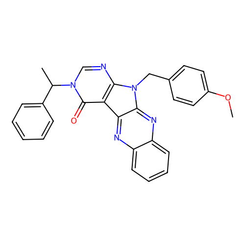 11-(4-methoxybenzyl)-3-(1-phenylethyl)-3,11-dihydro-4H-pyrimido[5',4':4,5]pyrrolo[2,3-b]quinoxalin-4-one structure