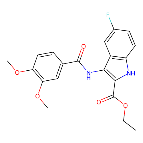 ethyl 3-{[(3,4-dimethoxyphenyl)carbonyl]amino}-5-fluoro-1H-indole-2-carboxylate structure