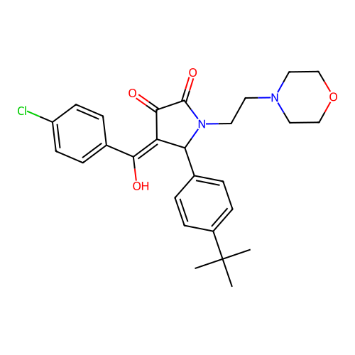 (4E)-5-(4-tert-butylphenyl)-4-[(4-chlorophenyl)-hydroxymethylidene]-1-(2-morpholin-4-ylethyl)pyrrolidine-2,3-dione structure