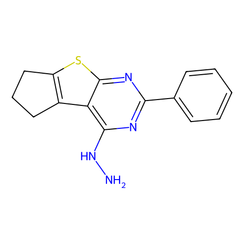 4-hydrazinyl-2-phenyl-6,7-dihydro-5H-cyclopenta[4,5]thieno[2,3-d]pyrimidine structure