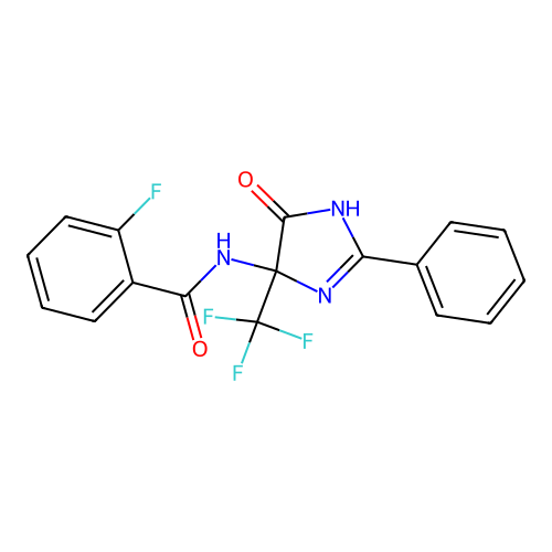 2-Fluoro-N-(5-oxo-2-phenyl-4-trifluoromethyl-4,5-dihydro-1H-imidazol-4-yl)-benzamide structure