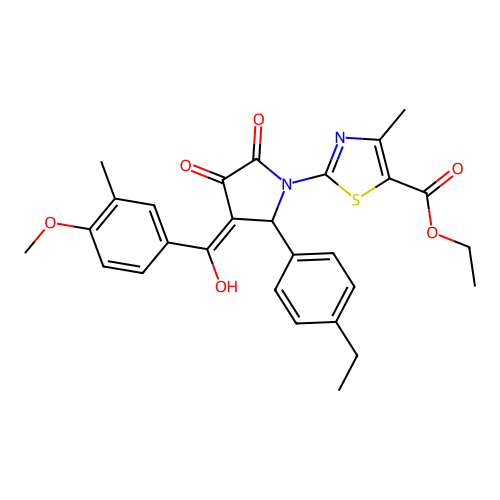 ethyl 2-(2-(4-ethylphenyl)-4-hydroxy-3-(4-methoxy-3-methylbenzoyl)-5-oxo-2,5-dihydro-1H-pyrrol-1-yl)-4-methylthiazole-5-carboxylate structure