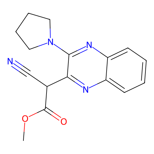 Methyl cyano[3-(pyrrolidin-1-yl)quinoxalin-2-yl]acetate structure