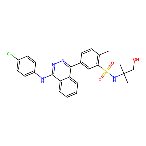 5-{4-[(4-chlorophenyl)amino]phthalazin-1-yl}-N-(1-hydroxy-2-methylpropan-2-yl)-2-methylbenzenesulfonamide structure