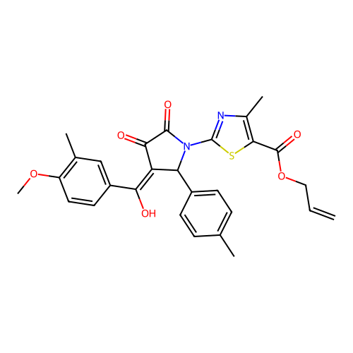 allyl 2-(3-hydroxy-4-(4-methoxy-3-methylbenzoyl)-2-oxo-5-(p-tolyl)-2,5-dihydro-1H-pyrrol-1-yl)-4-methylthiazole-5-carboxylate structure