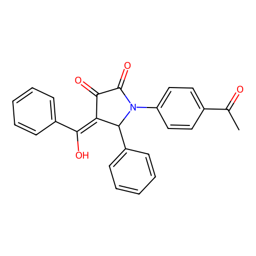 (4E)-1-(4-acetylphenyl)-4-[hydroxy(phenyl)methylidene]-5-phenylpyrrolidine-2,3-dione structure