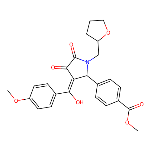 methyl 4-[(3E)-3-[hydroxy(4-methoxyphenyl)methylidene]-4,5-dioxo-1-(tetrahydrofuran-2-ylmethyl)pyrrolidin-2-yl]benzoate structure