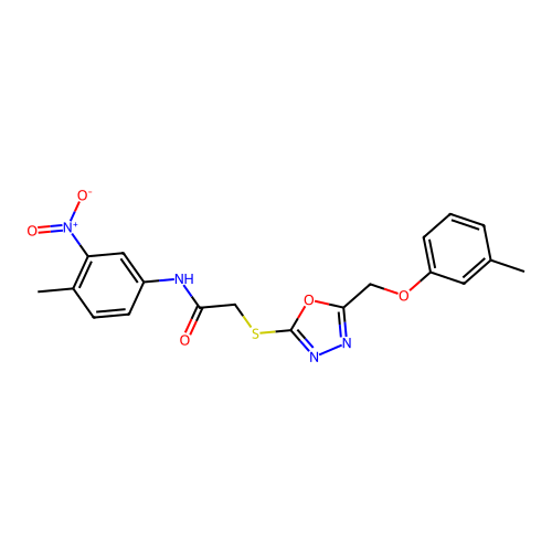 N-(4-methyl-3-nitrophenyl)-2-((5-((m-tolyloxy)methyl)-1,3,4-oxadiazol-2-yl)thio)acetamide structure