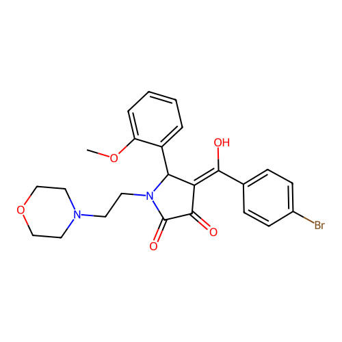 (4E)-4-[(4-bromophenyl)-hydroxymethylidene]-5-(2-methoxyphenyl)-1-(2-morpholin-4-ylethyl)pyrrolidine-2,3-dione structure