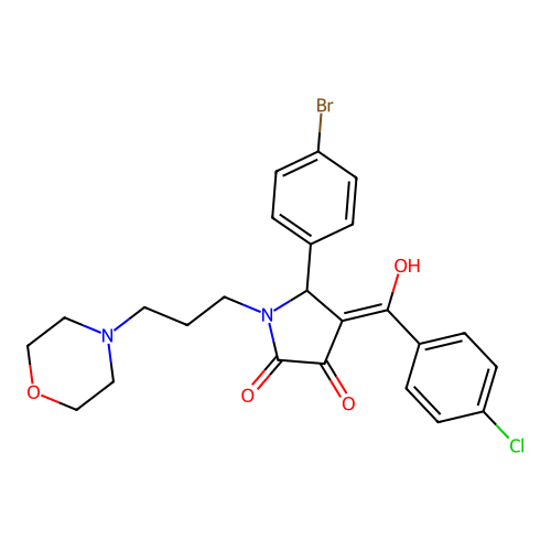 (4E)-5-(4-bromophenyl)-4-[(4-chlorophenyl)-hydroxymethylidene]-1-(3-morpholin-4-ylpropyl)pyrrolidine-2,3-dione structure