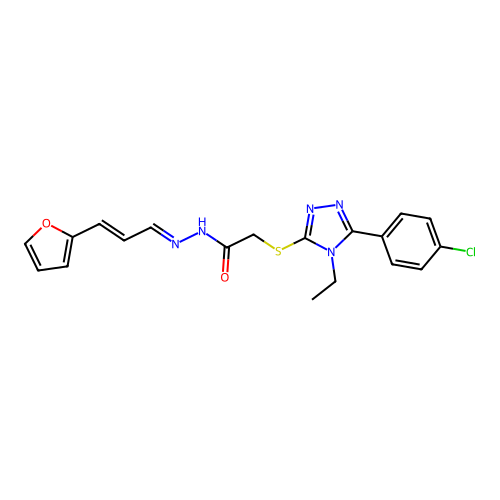 2-{[5-(4-chlorophenyl)-4-ethyl-4H-1,2,4-triazol-3-yl]sulfanyl}-N'-[(1E,2E)-3-(furan-2-yl)prop-2-en-1-ylidene]acetohydrazide structure