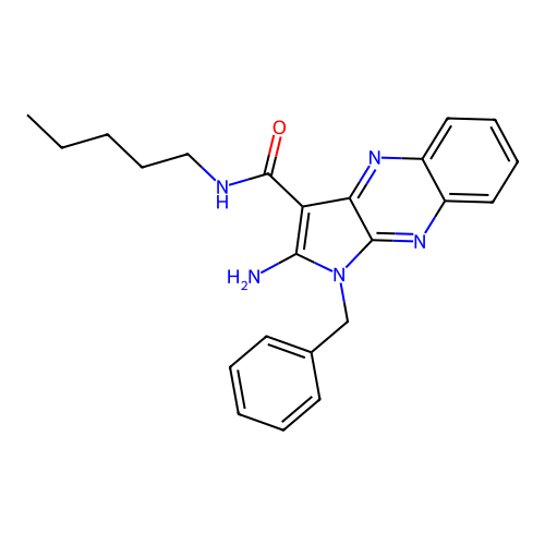 2-amino-1-benzyl-N-pentyl-1H-pyrrolo[2,3-b]quinoxaline-3-carboxamide structure