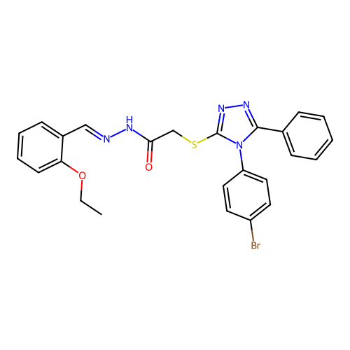 2-{[4-(4-bromophenyl)-5-phenyl-4H-1,2,4-triazol-3-yl]sulfanyl}-N'-[(E)-(2-ethoxyphenyl)methylidene]acetohydrazide structure