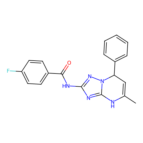 4-fluoro-N-(5-methyl-7-phenyl-1,7-dihydro-[1,2,4]triazolo[1,5-a]pyrimidin-2-yl)benzamide structure