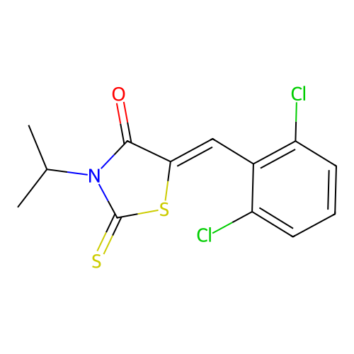 (5Z)-5-(2,6-dichlorobenzylidene)-3-(propan-2-yl)-2-thioxo-1,3-thiazolidin-4-one structure