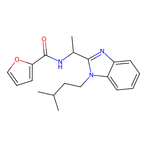 N-{1-[1-(3-methylbutyl)-1H-benzimidazol-2-yl]ethyl}furan-2-carboxamide structure