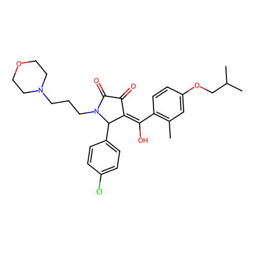 (4E)-5-(4-chlorophenyl)-4-[hydroxy-[2-methyl-4-(2-methylpropoxy)phenyl]methylidene]-1-(3-morpholin-4-ylpropyl)pyrrolidine-2,3-dione structure