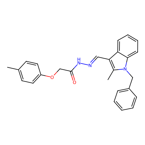 (E)-N'-((1-benzyl-2-methyl-1H-indol-3-yl)methylene)-2-(p-tolyloxy)acetohydrazide structure
