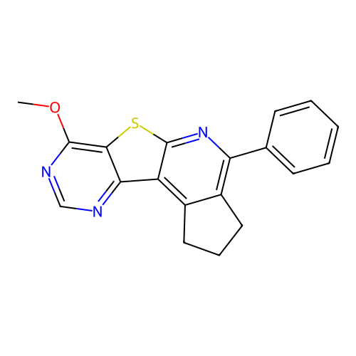 7-methoxy-4-phenyl-2,3-dihydro-1H-cyclopenta[4',5']pyrido[3',2':4,5]thieno[3,2-d]pyrimidine structure