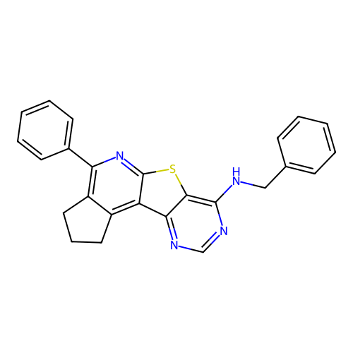 N-benzyl-4-phenyl-2,3-dihydro-1H-cyclopenta[4',5']pyrido[3',2':4,5]thieno[3,2-d]pyrimidin-7-amine structure