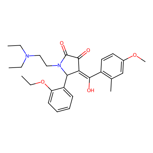 (4E)-1-(2-diethylaminoethyl)-5-(2-ethoxyphenyl)-4-[hydroxy-(4-methoxy-2-methylphenyl)methylidene]pyrrolidine-2,3-dione structure