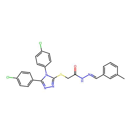 2-{[4,5-bis(4-chlorophenyl)-4H-1,2,4-triazol-3-yl]sulfanyl}-N'-[(E)-(3-methylphenyl)methylidene]acetohydrazide structure