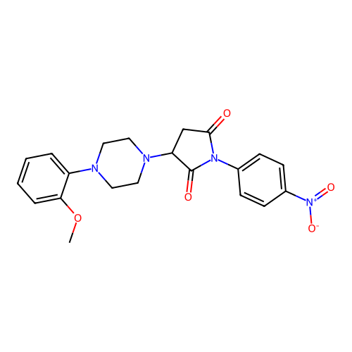 3-[4-(2-Methoxyphenyl)piperazin-1-yl]-1-(4-nitrophenyl)pyrrolidine-2,5-dione structure