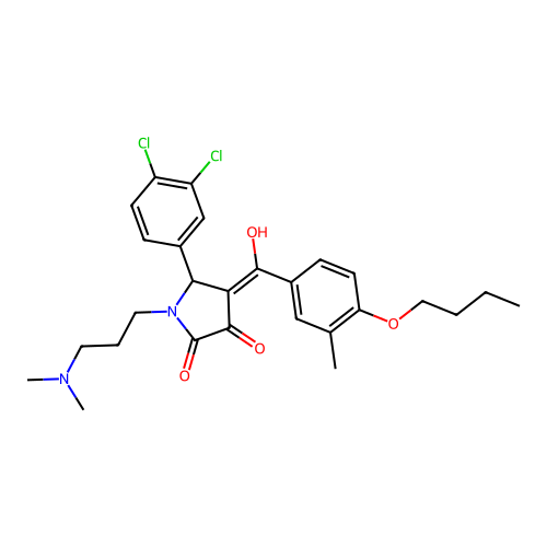 (4E)-4-[(4-butoxy-3-methylphenyl)-hydroxymethylidene]-5-(3,4-dichlorophenyl)-1-[3-(dimethylamino)propyl]pyrrolidine-2,3-dione structure