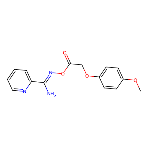 N'-{[2-(4-methoxyphenoxy)acetyl]oxy}pyridine-2-carboximidamide structure