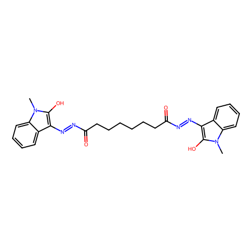 (N'1E,N'8E)-N'1,N'8-bis(1-methyl-2-oxoindolin-3-ylidene)octanedihydrazide structure