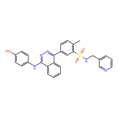 5-{4-[(4-hydroxyphenyl)amino]phthalazin-1-yl}-2-methyl-N-(pyridin-3-ylmethyl)benzenesulfonamide structure