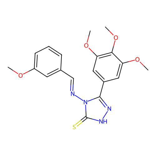 (E)-4-((3-methoxybenzylidene)amino)-5-(3,4,5-trimethoxyphenyl)-4H-1,2,4-triazole-3-thiol structure