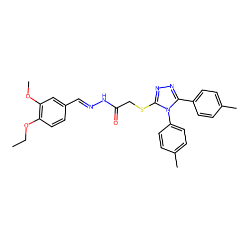 2-{[4,5-bis(4-methylphenyl)-4H-1,2,4-triazol-3-yl]sulfanyl}-N'-[(E)-(4-ethoxy-3-methoxyphenyl)methylidene]acetohydrazide structure