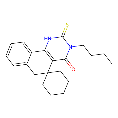 3-butyl-2-thioxo-2,3-dihydro-1H-spiro[benzo[h]quinazoline-5,1'-cyclohexan]-4(6H)-one structure