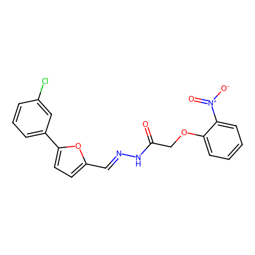 N'-{(E)-[5-(3-chlorophenyl)furan-2-yl]methylidene}-2-(2-nitrophenoxy)acetohydrazide structure
