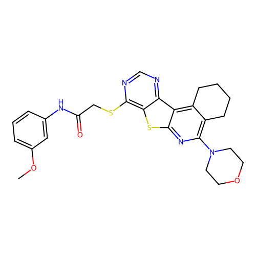 N-(3-methoxyphenyl)-2-((5-morpholino-1,2,3,4-tetrahydropyrimido[4',5':4,5]thieno[2,3-c]isoquinolin-8-yl)thio)acetamide structure